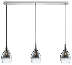 Eettafel / Eetkamer Moderne hanglamp chroom met smoke glas 3-lichts - Pilua Modern E27 Binnenverlichting Lamp