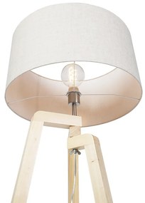 Vloerlamp tripod hout met peper kap 50 cm - Puros Modern E27 rond Binnenverlichting Lamp