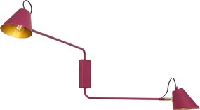 Moderne wandlamp paars met gouden binnenkant verstelbaar 2-lichts - Lune