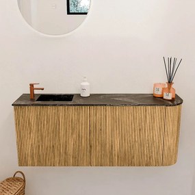 Mondiaz Joya DLux 100cm toiletmeubel ronding rechts oak met wastafel faye links 1 kraangat lava