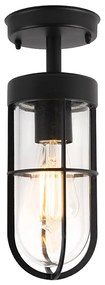 Landelijke buitenplafondlamp zwart met glas IP44 - Elza Landelijk E27 IP44 Buitenverlichting