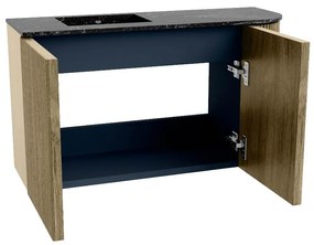 Mondiaz Joya DLux 70cm toiletmeubel ronding rechts dusk met wastafel faye links 1 kraangat lava