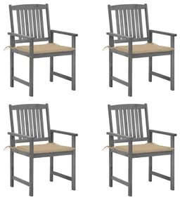 vidaXL Tuinstoelen 4 st met kussens massief acaciahout grijs