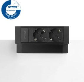 Bureau Stekkerdoos Zwart 2x 230V + EGST® Snoer 3m