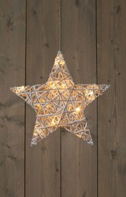 Anna's Collection - Verlichte jute ster met glitter - H40 cm - 15 warm witte ledlampjes
