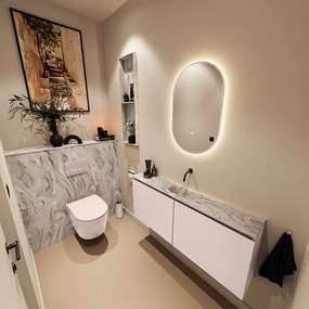 Mondiaz Ture DLux toiletmeubel 120cm rosee met wastafel glace midden zonder kraangat