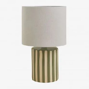 Araminta Keramische En Linnen Tafellamp Tapioca Beige - Leger Groen – Koel - Sklum