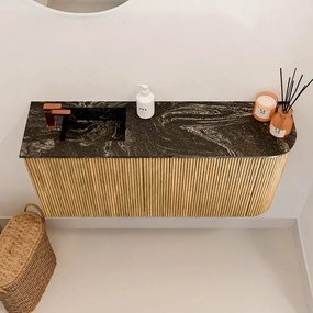 Mondiaz Joya DLux 90cm toiletmeubel ronding rechts oak met wastafel faye links 1 kraangat lava