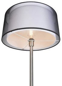 Stoffen Design vloerlamp staal met zwart-wit kap 47 cm - Simplo Modern, Design E27 cilinder / rond Binnenverlichting Lamp