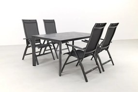 Kettler Legato/Edge verstelbare aluminium tuinset voor 4 personen 160x95 cm. - Antraciet