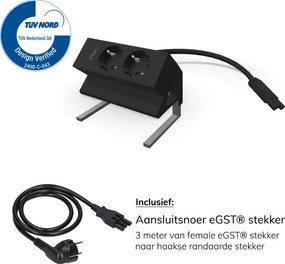 Bureau Stekkerdoos Zwart 2x 230V + EGST® Snoer 3m