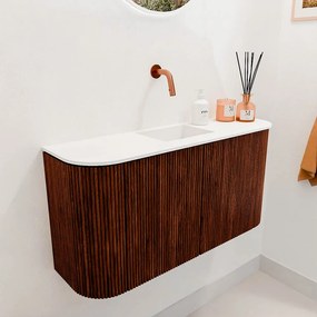 Mondiaz Joya 85cm toiletmeubel ronding links/rechts ruby met wastafel faye midden zonder kraangat talc