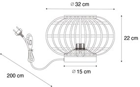 Oosterse tafellamp bamboe - AmiraOosters E27 rond Binnenverlichting Lamp