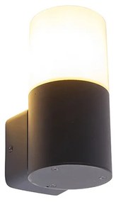 Moderne buiten wandlamp zwart met opaal kap IP44 - Odense Modern E27 IP44 Buitenverlichting rond
