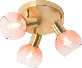 Smart plafondspot goud met roze glas incl. 3 Wifi P45 - Vidro