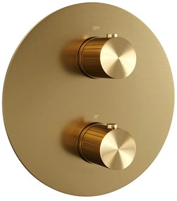 Brauer Stripe 3-weg inbouwthermostaat rond messing geborsteld PVD