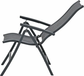 Garden Impressions Hilly tuinstoel verstelbaar donker grijs - 2 stuks