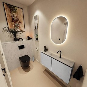 MONDIAZ TURE-DLUX 100cm toiletmeubel Plata. EDEN wastafel Opalo positie midden. Met 1 kraangat. TUREDX100PLAM1OPA