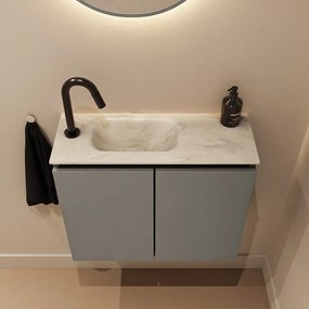 Mondiaz Ture DLux toiletmeubel 60cm smoke met wastafel ostra links met kraangat