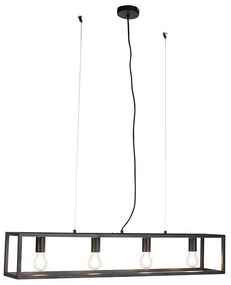 Eettafel / Eetkamer Smart industriële hanglamp met dimmer zwart incl. 4 WiFi A60 - Cage Industriele / Industrie / Industrial E27 Binnenverlichting Lamp