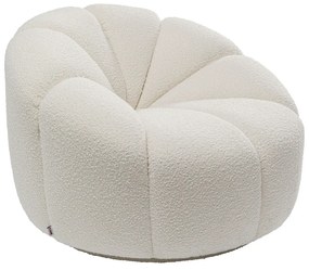 Kare Design Peppo Ronde Fauteuil Draaibaar Wit Boucle