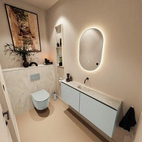 MONDIAZ TURE-DLUX 120cm toiletmeubel Greey. EDEN wastafel Ostra positie midden. Zonder kraangat. TUREDX120GREM0OST