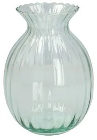 Vaas, ribbels, groen glas, 20 cm
