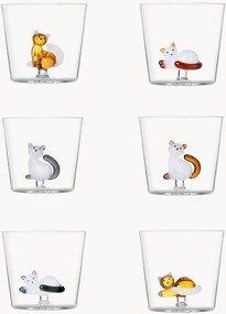 Handgemaakte tumblers Cats van borosilicaatglas, 6-delig