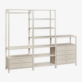 Janine 3-delige Open Modulaire Kledingkast Met Stalen Lades Tapioca Beige - Sklum