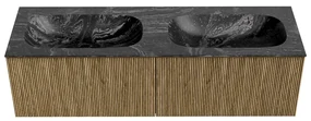 Mondiaz Kurve-dlux 150cm badmeubel dusk met 2 lades en wastafel stor small dubbel zonder kraangat lava