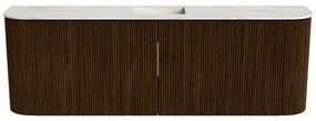 Mondiaz Joya DLux 125cm toiletmeubel ronding links/rechts walnut met wastafel faye midden 1 kraangat ostra
