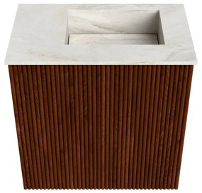 Mondiaz Joya DLux 40cm toiletmeubel ruby met wastafel faye rechts zonder kraangat ostra