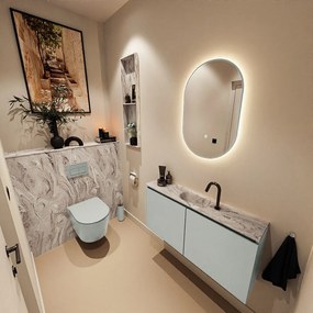 Mondiaz Ture DLux toiletmeubel 100cm greey met wastafel glace midden met kraangat