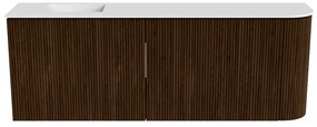 Mondiaz Joya 110cm toiletmeubel ronding rechts walnut met wastafel faye links zonder kraangat talc