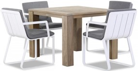 Tuinset 4 personen 100 cm Aluminium Wit Lifestyle Estancia/Brighton