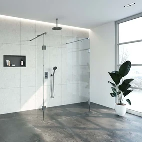Brauer JC profielloze doorloopdouche 140/40/40cm gunmetal geborsteld