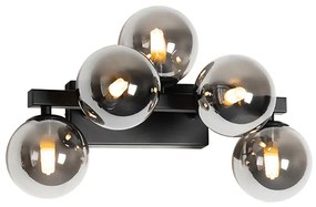 Moderne wandlamp zwart met smoke glas 5-lichts - Bianca Art Deco G9 rond Binnenverlichting Lamp