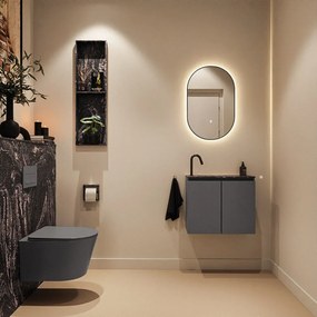 Mondiaz Ture DLux toiletmeubel 60cm dark grey met wastafel lava links met kraangat