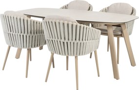Manolo Eva dining tuinset 180x95xH75 cm 5 delig keramiek latte Taste 4SO