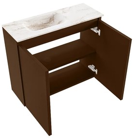 Mondiaz Ture DLux toiletmeubel 60cm rust met wastafel frappe links met kraangat