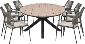 Garden Impressions Natas tuinset grijs 9-delig - Tulli tuintafel ovaal 280x140 cm