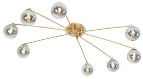 Moderne plafondlamp goud 8-lichts met smoke glas - Athens Modern, Art Deco G9 rond Binnenverlichting Lamp