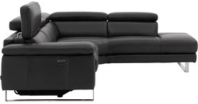 Goossens Excellent Bank Noud donkergrijs, leer, modern design met ligelement rechts