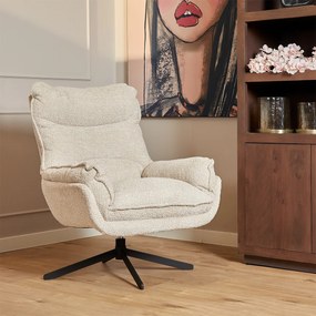 Starfurn Vera Fauteuil Creme Chenille Stof Draaibaar