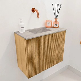 Mondiaz Joya DLux 50cm toiletmeubel oak met wastafel faye links zonder kraangat glace