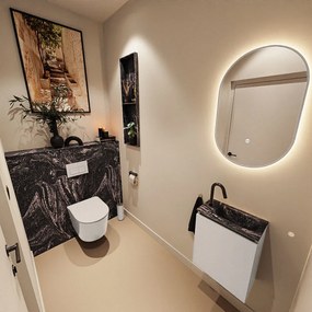 Mondiaz Ture DLux toiletmeubel 40cm linen met wastafel lava rechts met kraangat