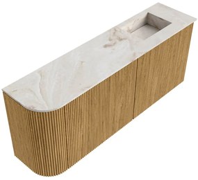 Mondiaz Joya DLux 100cm toiletmeubel ronding links oak met wastafel faye rechts zonder kraangat frappe