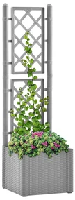 vidaXL Plantenbak verhoogd met latwerk en zelfbewateringssysteem grijs