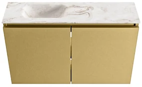 Mondiaz Ture DLux toiletmeubel 80cm oro met wastafel frappe links zonder kraangat