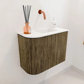 Mondiaz Joya 50cm toiletmeubel ronding links dusk met wastafel faye rechts zonder kraangat talc